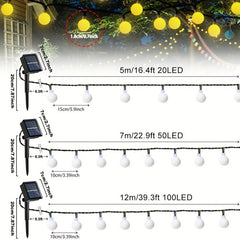 8 Pattern LED Solar Ball String Lights Outdoor Waterproof