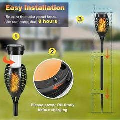 Solar Halloween Lights Outdoor 12LED Torch Lights Flickering Flame Garden Decor