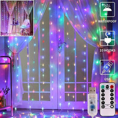 300 LEDs Curtain Fairy Lights String USB 8 Modes Indoor Party Bedroom Decor