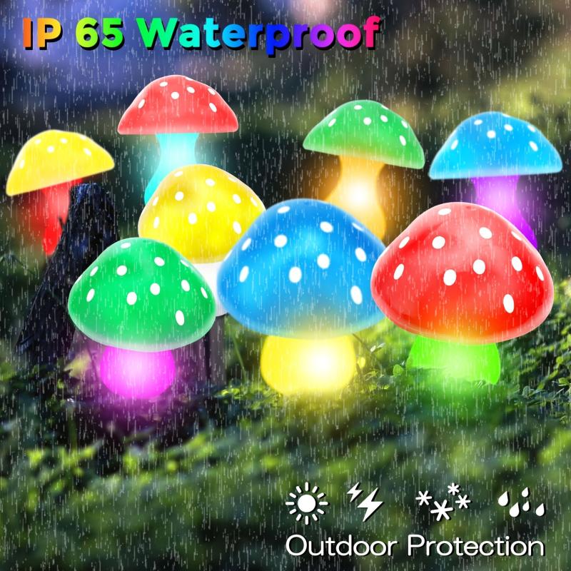 8pcs Solar Mushroom Lights LED Garden Stake Lights 8 Modes Halloween Decor