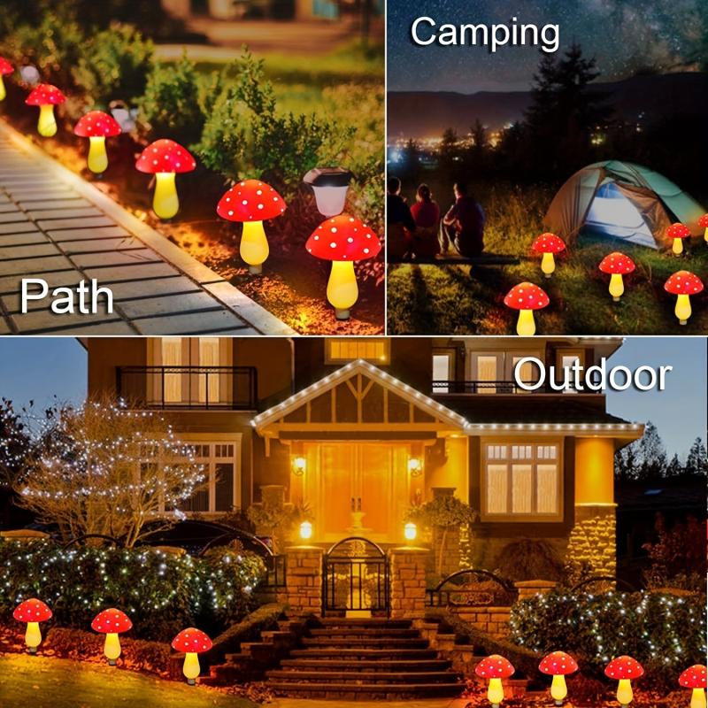 8pcs Solar Mushroom Lights LED Garden Stake Lights 8 Modes Halloween Decor