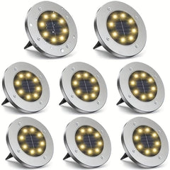 Solar Ground Lights 8LED Upgraded Outdoor Garden Waterproof