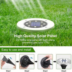 Solar Ground Lights 8LED Upgraded Outdoor Garden Waterproof