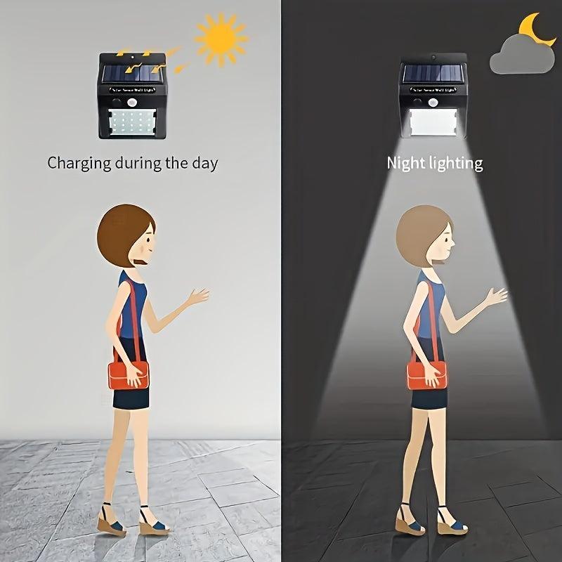 Outdoor Solar Wall Lights with Human Body Sensor - Waterproof