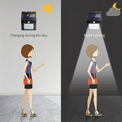 Outdoor Solar Wall Lights with Human Body Sensor - Waterproof