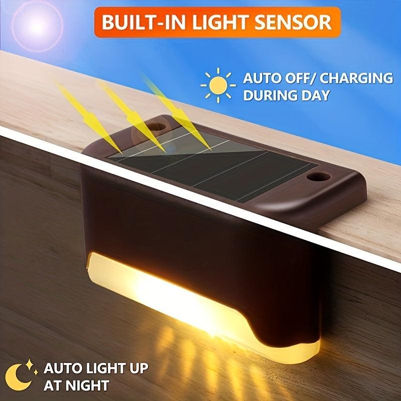 8pcs Solar Exterior Wall Light LED Deck Light Waterproof Outdoor Decoration