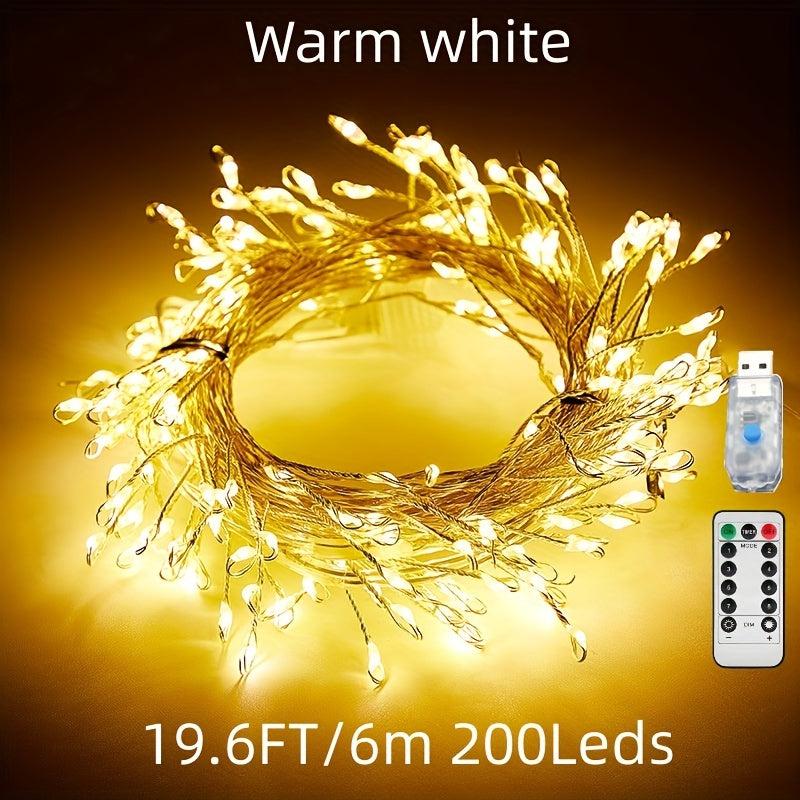 LED Firecracker Fairy Lights 8 Modes Remote Timer Waterproof