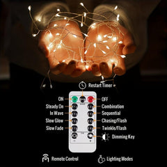 LED Firecracker Fairy Lights 8 Modes Remote Timer Waterproof