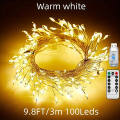 LED Firecracker Fairy Lights 8 Modes Remote Timer Waterproof