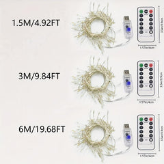 LED Firecracker Fairy Lights 8 Modes Remote Timer Waterproof