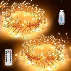 LED Firecracker Fairy Lights 8 Modes Remote Timer Waterproof