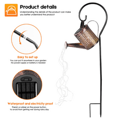Solar Watering Can Light Hanging Waterfall Lamp Outdoor Garden Decor