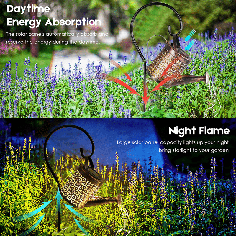 Solar Watering Can Light Hanging Waterfall Lamp Outdoor Garden Decor