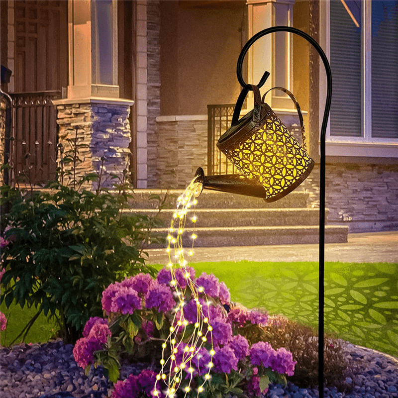 Solar Watering Can Light Hanging Waterfall Lamp Outdoor Garden Decor