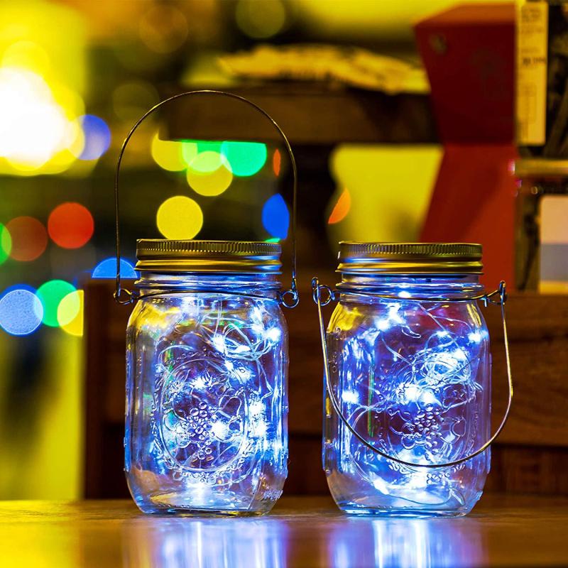 Solar Mason Jar Lid Lights LED Waterproof Fairy Light String Garden Wedding