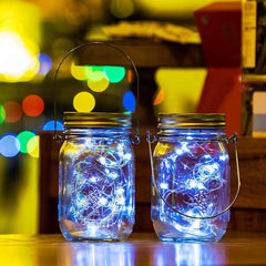 Solar Mason Jar Lid Lights LED Waterproof Fairy Light String Garden Wedding