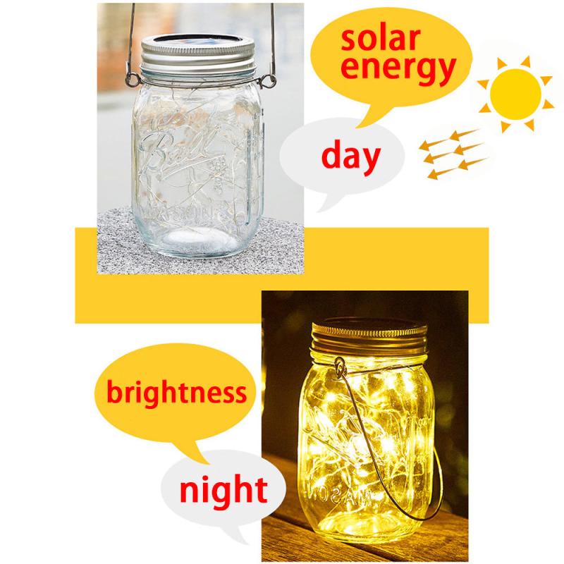 Solar Mason Jar Lid Lights LED Waterproof Fairy Light String Garden Wedding