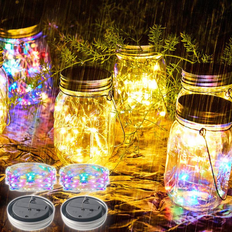 Solar Mason Jar Lid Lights LED Waterproof Fairy Light String Garden Wedding