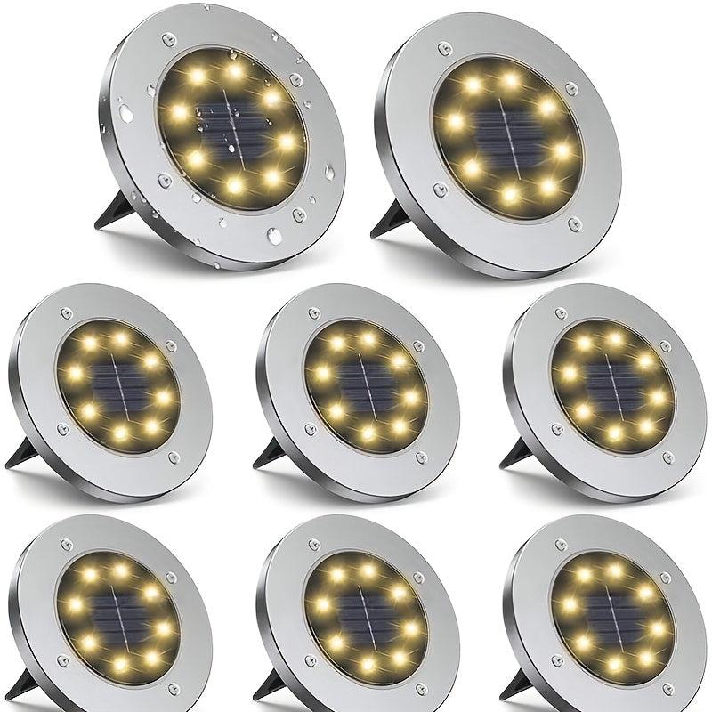 Solar Ground 8LEDs Deck Lights for Landscape Walkway Lawn Steps