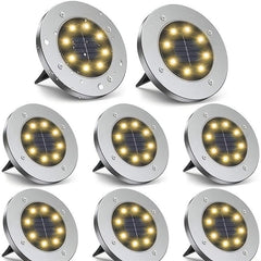 Solar Ground 8LEDs Deck Lights for Landscape Walkway Lawn Steps
