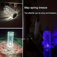 16 Crystal Table Lamp RGB Rose Touch Lamp Changing Night Light