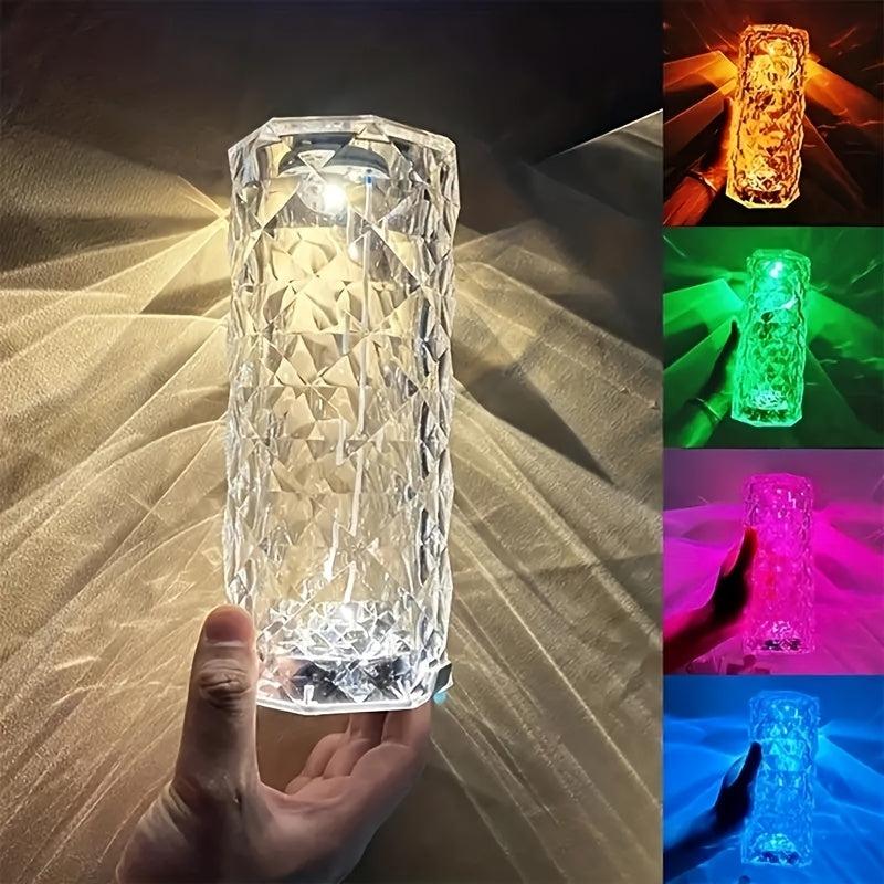 16 Crystal Table Lamp RGB Rose Touch Lamp Changing Night Light