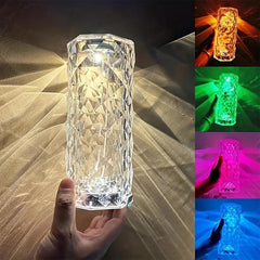 16 Crystal Table Lamp RGB Rose Touch Lamp Changing Night Light