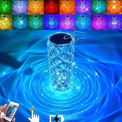 16 Crystal Table Lamp RGB Rose Touch Lamp Changing Night Light