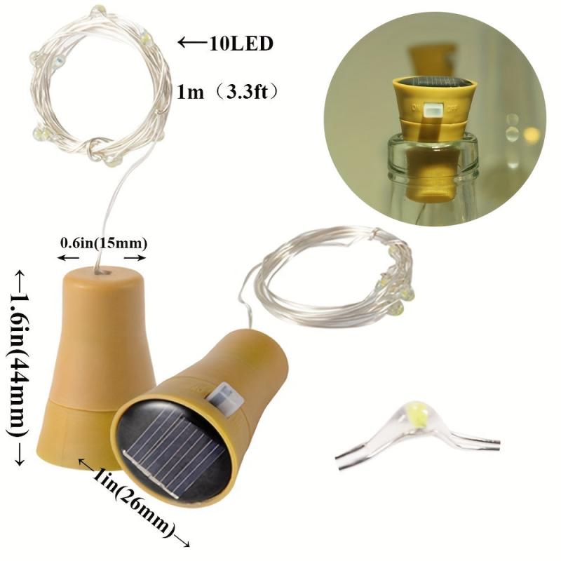 6pcs Solar Wine Bottle Lights 20 LED Fairy Light Garden Decor