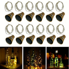 6pcs Solar Wine Bottle Lights 20 LED Fairy Light Garden Decor