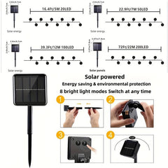 200 LED Solar String Lights Outdoor Waterproof Globe Lights