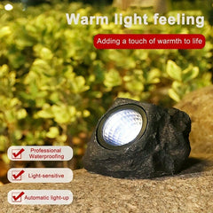 Solar Step Light Faux Stone Spotlights Waterproof Outdoor Decoration