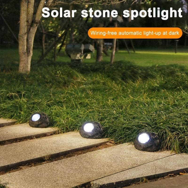 Solar Step Light Faux Stone Spotlights Waterproof Outdoor Decoration