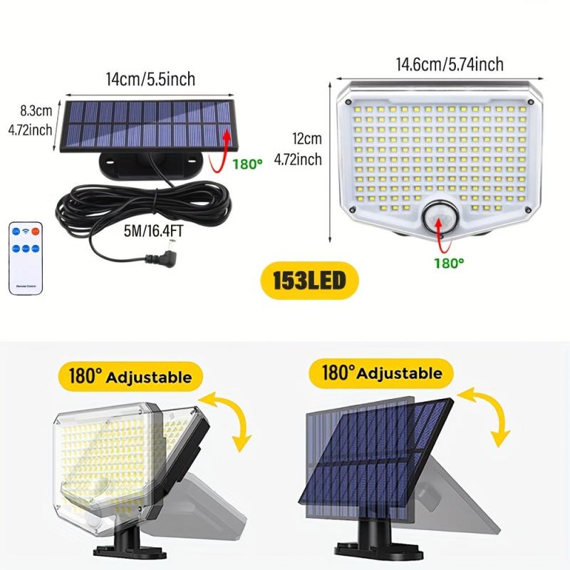 2pcs 153 LED Outdoor Solar Floodlight with Motion Sensor