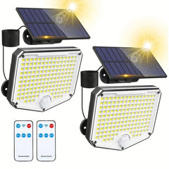 2pcs 153 LED Outdoor Solar Floodlight with Motion Sensor