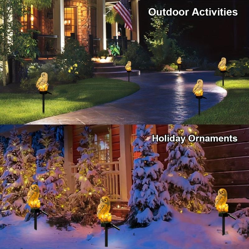 1pc Solar Garden Lights Owl Waterproof Warm LED Solar Post Lights