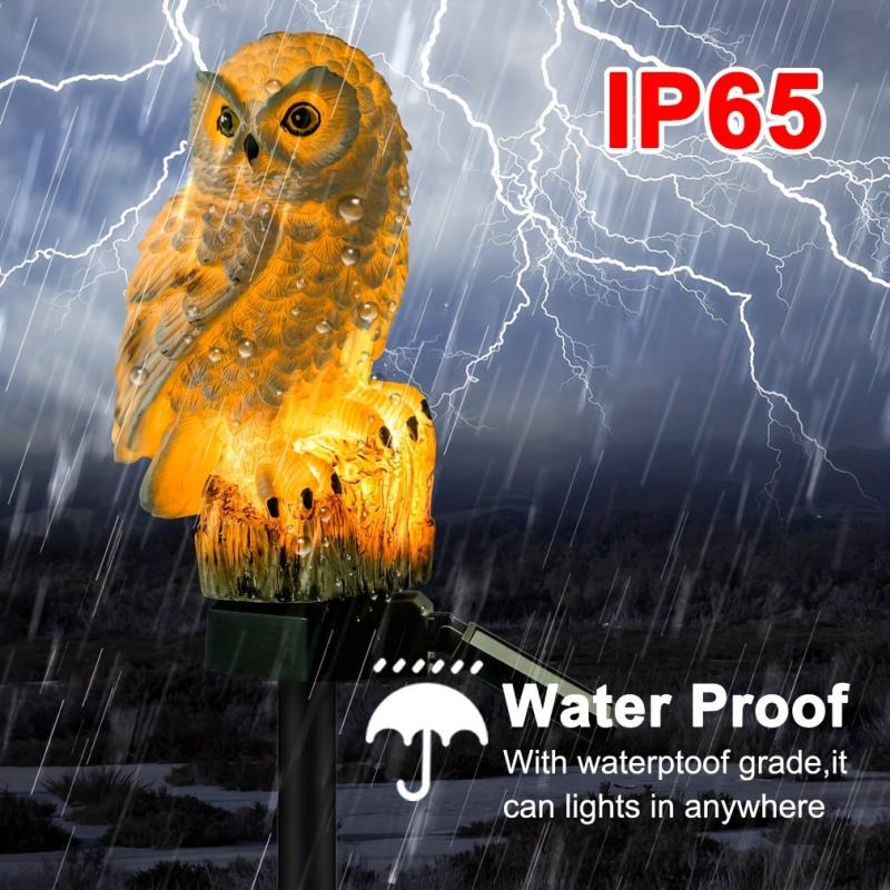 1pc Solar Garden Lights Owl Waterproof Warm LED Solar Post Lights