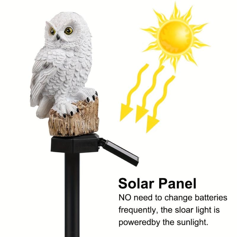 1pc Solar Garden Lights Owl Waterproof Warm LED Solar Post Lights
