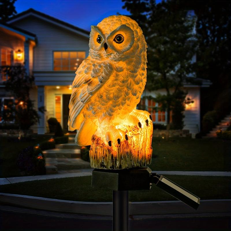 1pc Solar Garden Lights Owl Waterproof Warm LED Solar Post Lights
