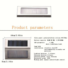 Silver Solar LED Wall Light Waterproof Stainless Steel