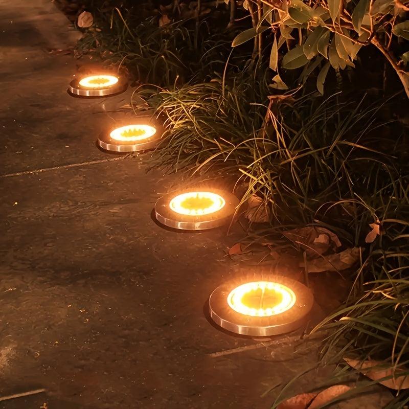 4pcs Solar Ground Light Waterproof Garden Path Deck Light