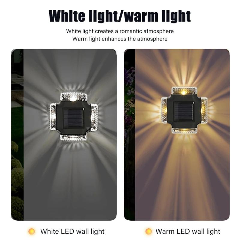 Solar Wall Lamp LED Spotlight Outdoor Waterproof Garden Fence Decor