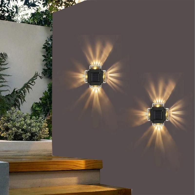 Solar Wall Lamp LED Spotlight Outdoor Waterproof Garden Fence Decor