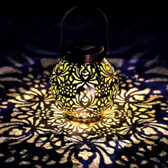Solar Lantern Lights Outdoor LED Hanging Star Projection Warm Retro Table
