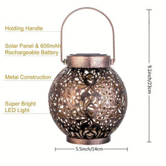 Solar Lantern Lights Outdoor LED Hanging Star Projection Warm Retro Table