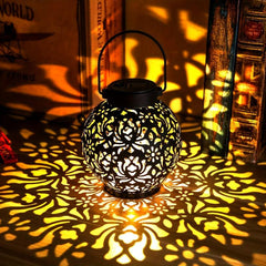 Solar Lantern Lights Outdoor LED Hanging Star Projection Warm Retro Table