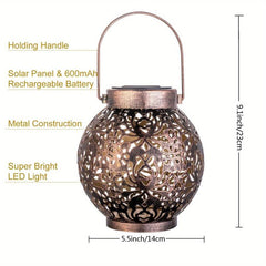 Solar Lantern Lights Outdoor LED Hanging Star Projection Warm Retro Table
