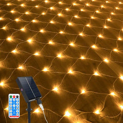 Solar Grid Lamp Curtain Light LED Fairy String Net Mesh Christmas Party Wedding