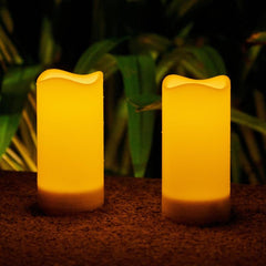 Set of 2 Waterproof Outdoor Solar Candles - Rechargeable