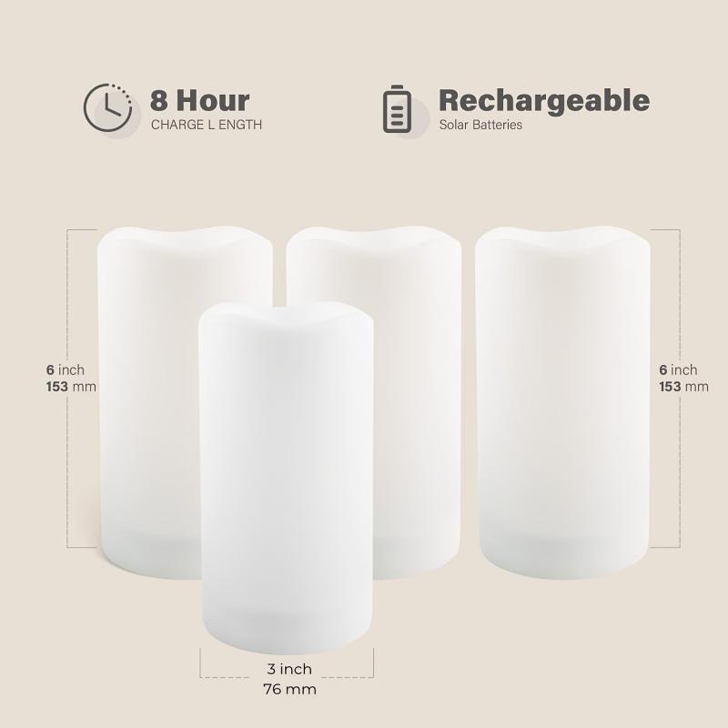 Set of 2 Waterproof Outdoor Solar Candles - Rechargeable